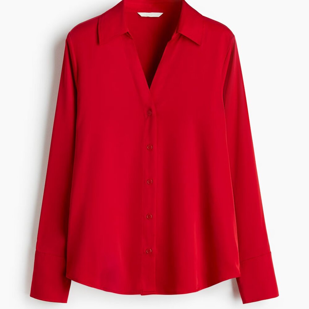 H&M Red V-Neck Blouse/NWT/M